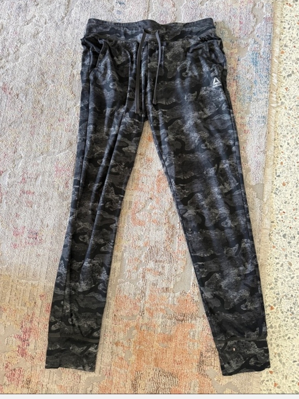 Reebok Kids Dark Gray Black Camo Joggers
